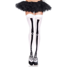 Music Legs 4305-WHITE-BLACK Calze con stampa scheletro bianche e nere