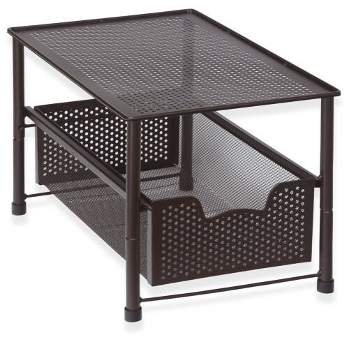 Simple Houseware Stackable Under Sink Cabinet Sliding Basket Organizer Drawer  Bronze