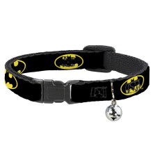Buckle-Down Cat Collar Breakaway Batman Shield Black Yellow 8 to 12 Inches 0.5 Inch Wide Multicolor (BAC-WBM001-NM)