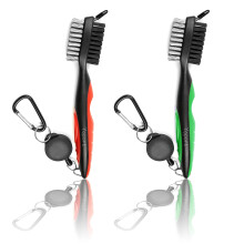 Yoport? Confezione da due spazzole per mazze da golf e pulitori per scanalature, moschettone in alluminio con teleferica retrattile da 2 piedi, d