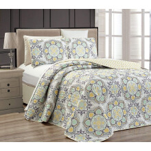 Fancy Collection 3 Pc Bedspread Bed Cover Over Size New (King/California King Yellow Medallion)