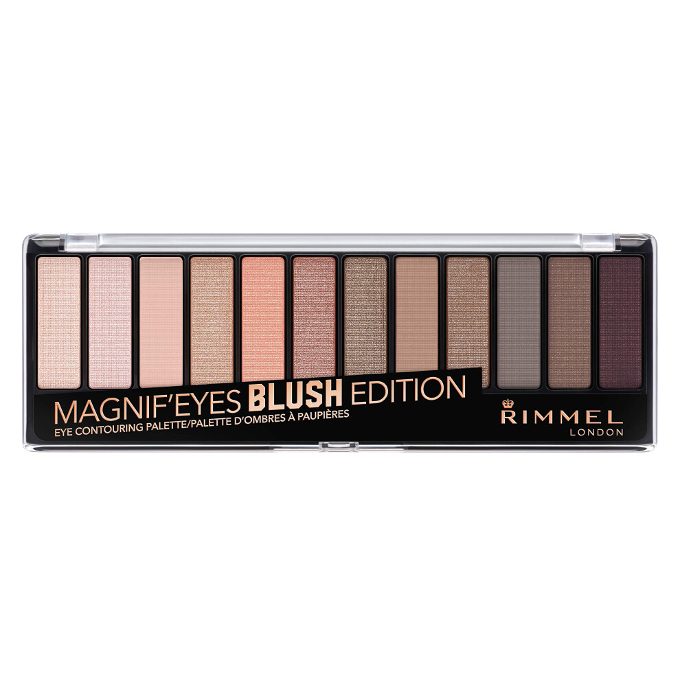 Rimmel London Magnif'Eyes Eyeshadow Palette  12 Shades  Blendable Formula  Versatile  002  Blush  0.5oz