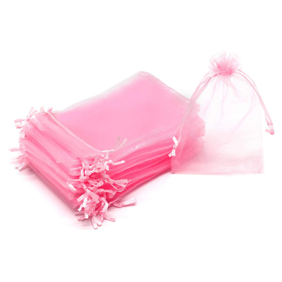Bezall Lot de 100 pochettes     bijoux en organza avec cordon de serrage, pour bonbons, cadeaux de mariage (20 x 30 cm, rose)