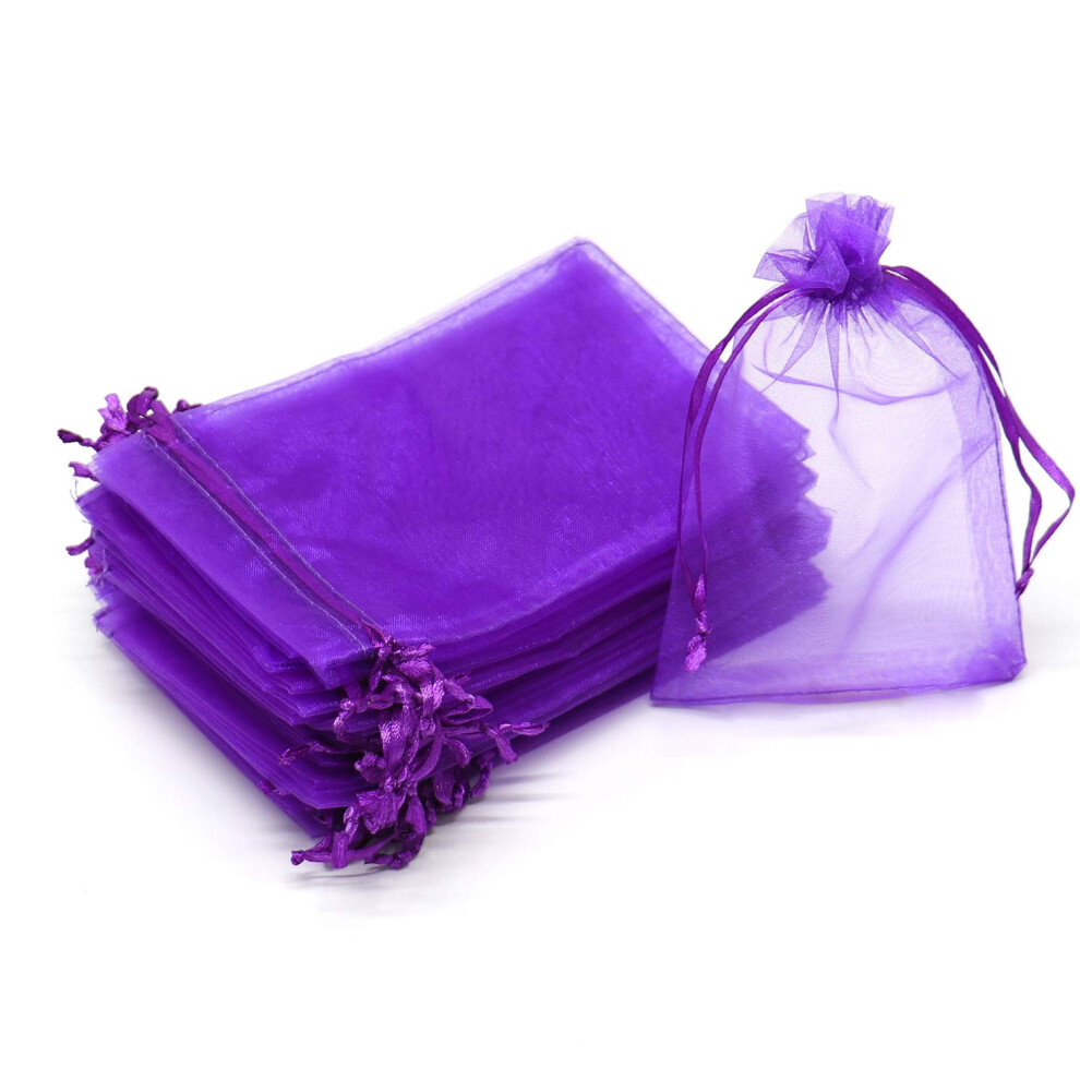 Bezall Organza-Geschenkbeutel Mit Kordelzug, F R Schmuck, S Igkeiten, Partys, Hochzeiten, Gastgeschenke, 100 St Ck (15,2 X 20,3 Cm, Violett)-image