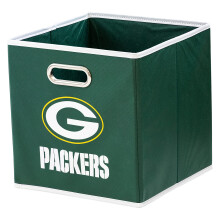 Franklin Sports Green Bay Packers NFL Storage Bin - Collapsible Cube Container + Basket - NFL Office, Bedroom + Living Room D?or - Folding Storage Bin