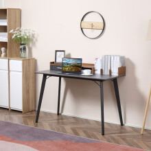 HOMCOM Built-In Storage Desk Workstation Steel w/ Adjustable Feet Drawer Black