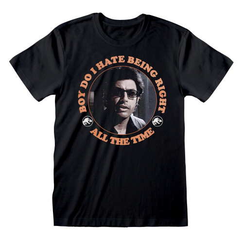 Jurassic Park (Small) Jurassic Park 'Hate Being Right' (Black) T-Shirt