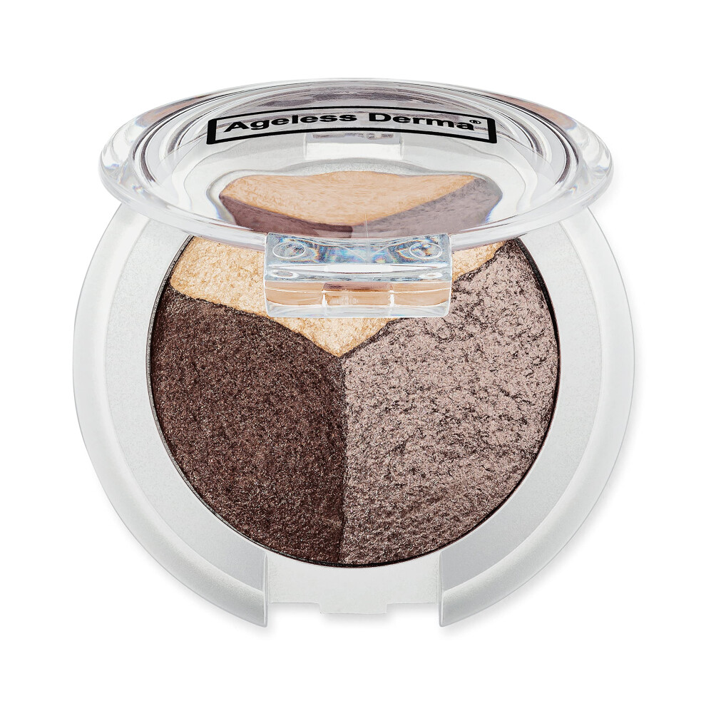 Ageless Derma Bronze Mineral Makeup Baked Eyeshadow Trio-Vegan Eye Shadow (Bronze)