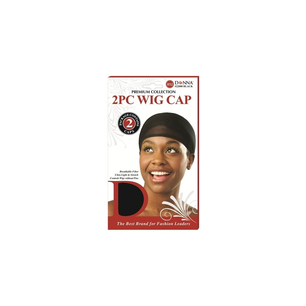 Donna Collection Unisex Black Premium Wig Cap, 2 Count