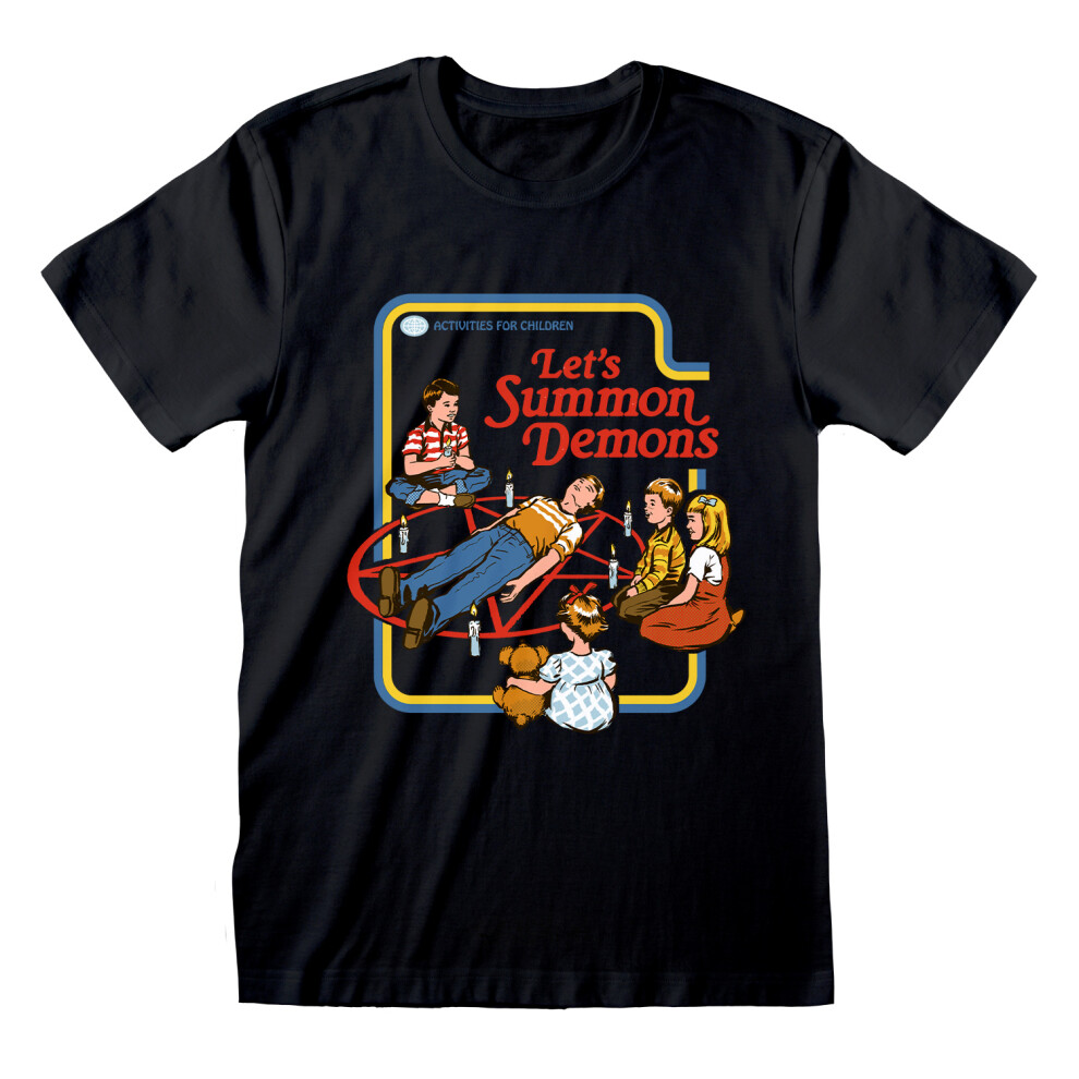 Steven Rhodes Men's Black (Small) 'Let's Summon Demons' (Black) T-Shirt