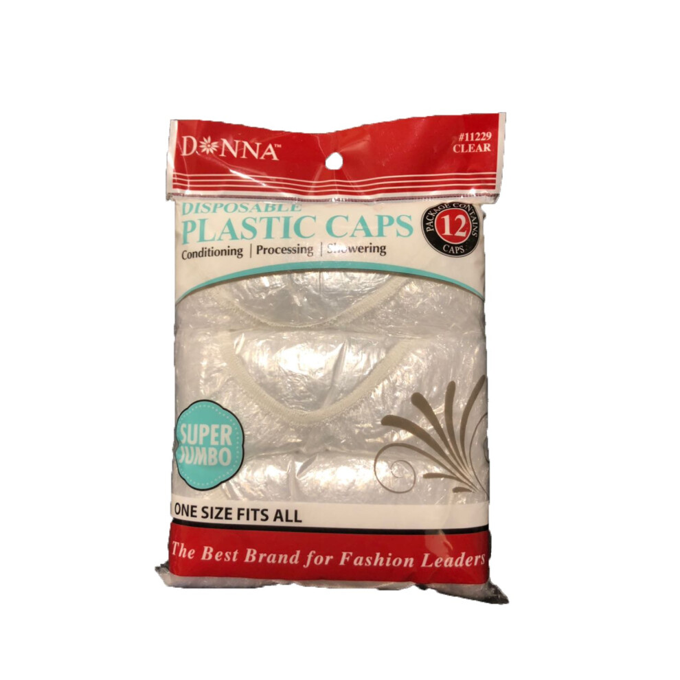 Donna Collection Disposable Plastic Cap, Super Jumbo, 12 Count