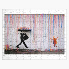 (Banksy Umbrella Rainbow Happy Girl=129) Jigsaw Puzzle Wooden 300-Piece for Adults Kids Seniors- Home Decor Family Activity Game Wall Art 38x26cm / 15x10inch Birthday Party Gift Toy
