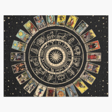 (Wheel of the Zodiac, Astrology Chart the Major Arcana Tarot=231) Jigsaw Puzzle Wooden 300-Piece for Adults Kids Seniors- Home Decor Family Activity Game Wall Art 38x26cm / 15x10inch Birthday Party Gift Toy