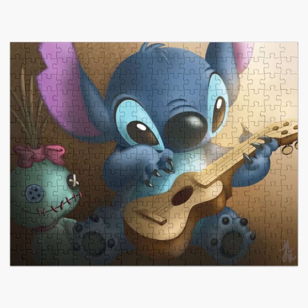 Photos - Jigsaw Puzzle / Mosaic Jigsaw Puzzle Wooden 300-Piece for Adults Kids Seniors- Home Decor Family Activity Game Wall Art 38x26cm(Stitch-Guitar=84)