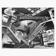 (M.C. Escher - Relativity lattice=83) Jigsaw Puzzle Wooden 300-Piece for Adults Kids Seniors- Home Decor Family Activity Game Wall Art 38x26cm / 15x10inch Birthday Party Gift Toy