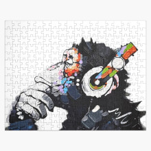 (Banksy Funky Monkey DJ headphones graffiti street art=461) Jigsaw Puzzle Wooden 300-Piece for Adults Kids Seniors- Home Decor Family Activity Game Wall Art 38x26cm / 15x10inch Birthday Party Gift Toy