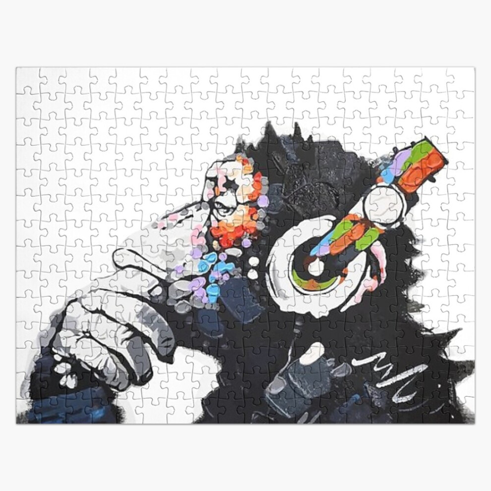 Bearlad (Banksy Funky Monkey Dj Headphones Graffiti Street Art=461) Jigsaw Puzzle Wooden 300-Piece For Adults Kids Seniors- Home Decor Family Activity Game Wa