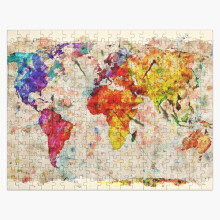 (Vintage World Map=1003) Jigsaw Puzzle Wooden 300-Piece for Adults Kids Seniors- Home Decor Family Activity Game Wall Art 38x26cm / 15x10inch Birthday Party Gift Toy