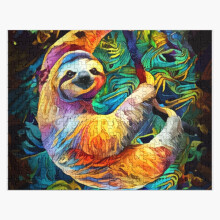 (Colorful sloth=665) Jigsaw Puzzle Wooden 300-Piece for Adults Kids Seniors- Home Decor Family Activity Game Wall Art 38x26cm / 15x10inch Birthday Party Gift Toy
