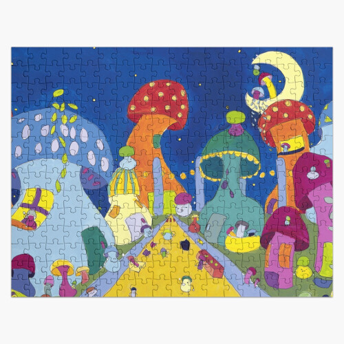 (party on mushroom street=1473) Jigsaw Puzzle Wooden 300-Piece for ...