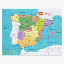 (Spain map with regions and main cities=1604) Jigsaw Puzzle Wooden 300-Piece for Adults Kids Seniors- Home Decor Family Activity Game Wall Art 38x26cm / 15x10inch Birthday Party Gift Toy