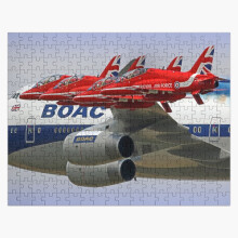 (BOAC 747 with The Red Arrows Flypast - 3=2268) Jigsaw Puzzle Wooden 300-Piece for Adults Kids Seniors- Home Decor Family Activity Game Wall Art 38x26cm / 15x10inch Birthday Party Gift Toy