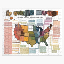 (MFM US Story Map =1901) Jigsaw Puzzle Wooden 300-Piece for Adults Kids Seniors- Home Decor Family Activity Game Wall Art 38x26cm / 15x10inch Birthday Party Gift Toy