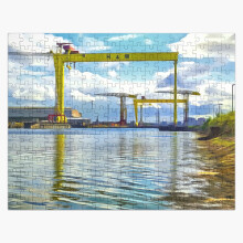 (The Cranes of Belfast, Ireland. (Painting)=3013) Jigsaw Puzzle Wooden 300-Piece for Adults Kids Seniors- Home Decor Family Activity Game Wall Art 38x26cm / 15x10inch Birthday Party Gift Toy