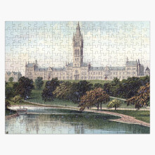 (Vintage Illustration of Glasgow University=4277) Jigsaw Puzzle Wooden 300-Piece for Adults Kids Seniors- Home Decor Family Activity Game Wall Art 38x26cm / 15x10inch Birthday Party Gift Toy