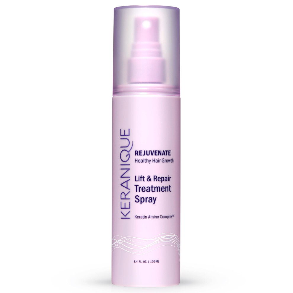 Keranique Hair Thickening Spray for Instant Volume  Texture & Lift for Fine Hair - Heat Damage Protectant With Keratin 6.8 oz