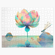 (Pink Lotus Watergarden=5994) Jigsaw Puzzle Wooden 300-Piece for Adults Kids Seniors- Home Decor Family Activity Game Wall Art 38x26cm / 15x10inch Birthday Party Gift Toy