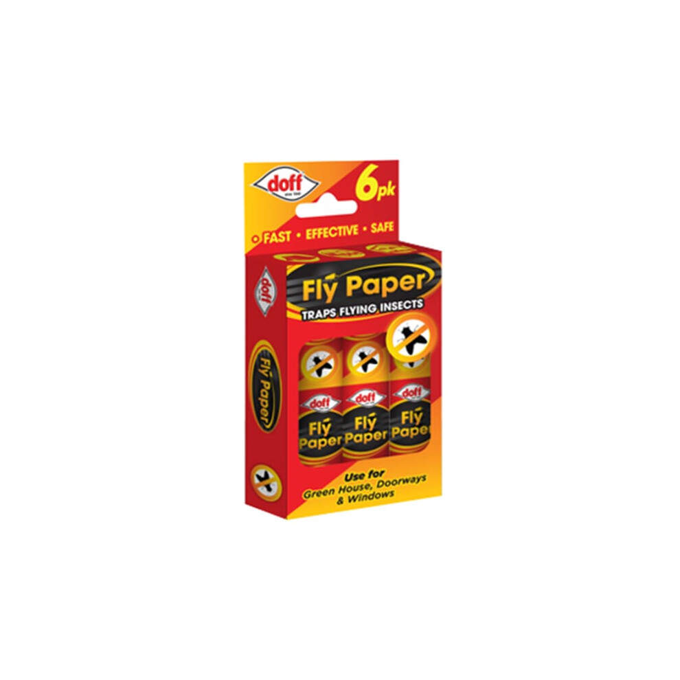 Doff Fly Paper 6 Pack - Fast, Effective & Safe Indoor & Outdoor Use