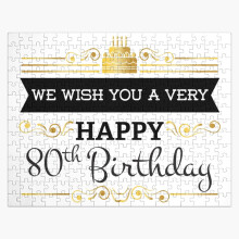 (We Wish You A Very Happy 80th Birthday=6359) Jigsaw Puzzle Wooden 300-Piece for Adults Kids Seniors- Home Decor Family Activity Game Wall Art 38x26cm / 15x10inch Birthday Party Gift Toy