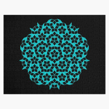 (Aperiodic tiling - Black and Aqua=6365) Jigsaw Puzzle Wooden 300-Piece for Adults Kids Seniors- Home Decor Family Activity Game Wall Art 38x26cm / 15x10inch Birthday Party Gift Toy