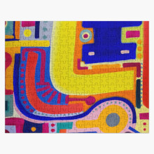 (Disco - unique hand painted acrylic abstract painting=6379) Jigsaw Puzzle Wooden 300-Piece for Adults Kids Seniors- Home Decor Family Activity Game Wall Art 38x26cm / 15x10inch Birthday Party Gift Toy