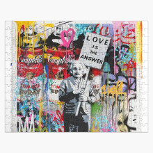 (Banksy's street-art - Einstein=6406) Jigsaw Puzzle Wooden 300-Piece for Adults Kids Seniors- Home Decor Family Activity Game Wall Art 38x26cm / 15x10inch Birthday Party Gift Toy