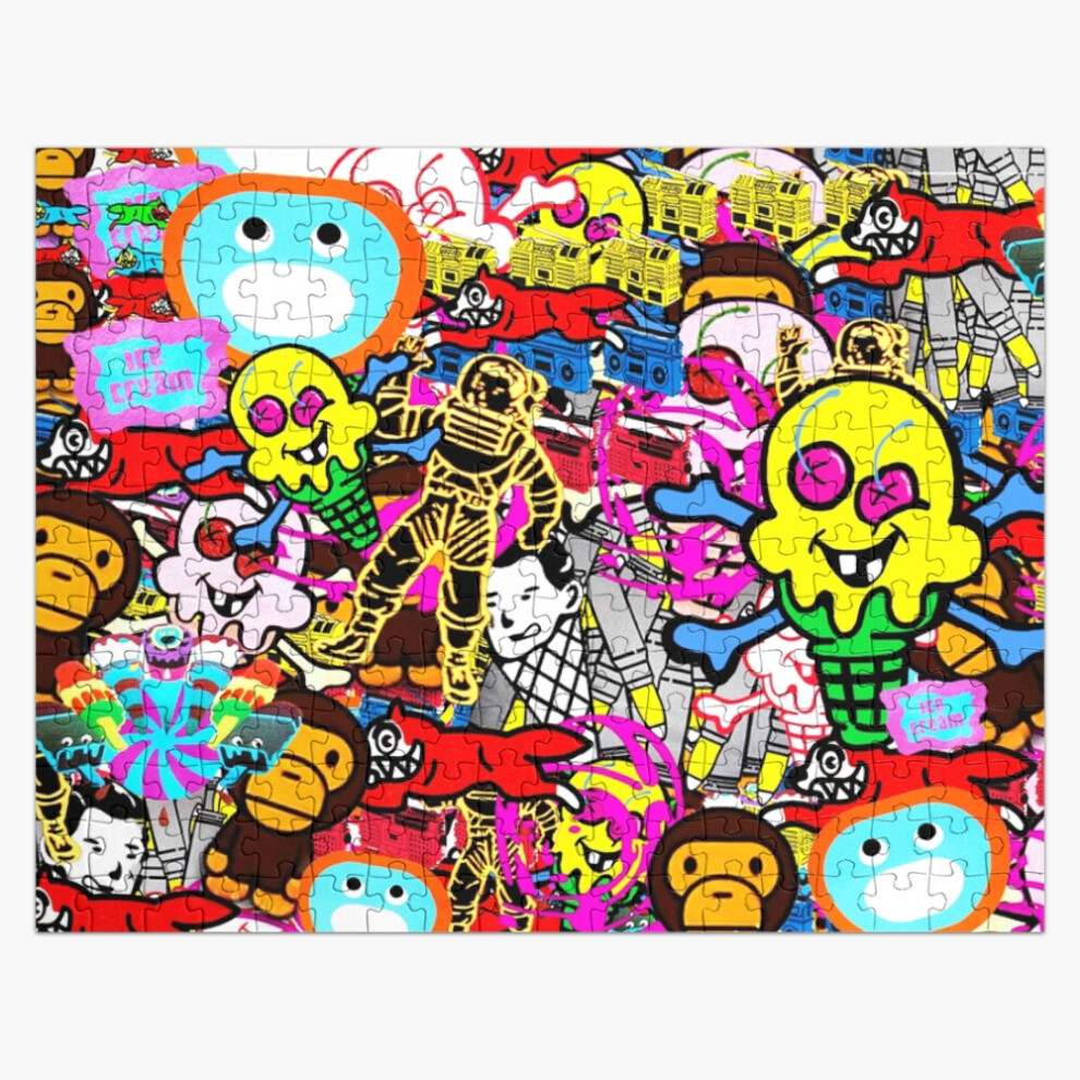 Bearlad (Bathing Ape Collages=7403) Jigsaw Puzzle Wooden 300-Piece For Adults Kids Seniors- Home Decor Family Activity Game Wall Art 38X26cm / 15X10inch Birth