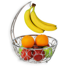 Simpel husholdningsartikler frugtkurv sk?l med banan tr?h?nger krom finish