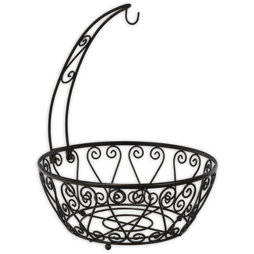 SimpleHouseware Fruit Basket Bowl with Banana Tree Hanger  Bronze 1