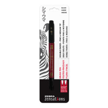 Zebra Pen Zensations Brush Pen Double Ended Medium och Fine Brush Tip Svart vattenbestndigt blck 1-pack