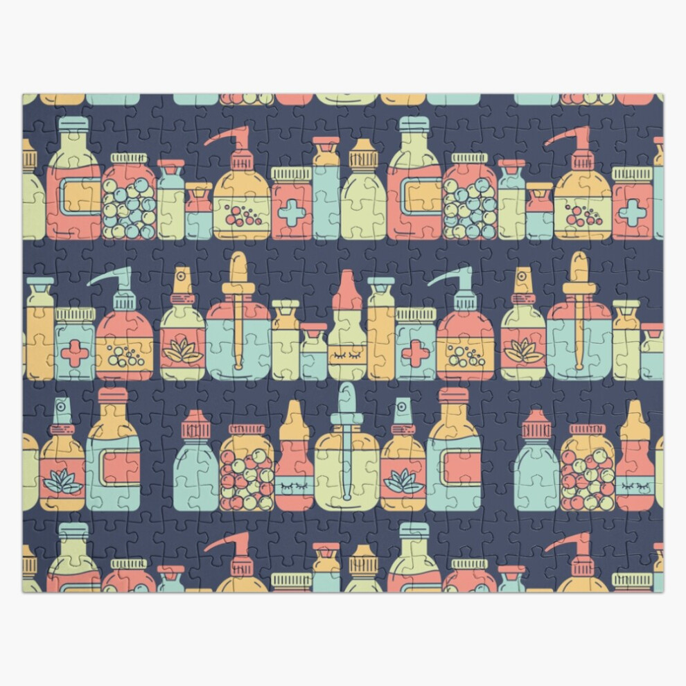 Bearlad (Pharmacy Bottles=9430) Jigsaw Puzzle Wooden 300-Piece For Adults Kids Seniors- Home Decor Family Activity Game Wall Art 38X26cm / 15X10inch Birthday