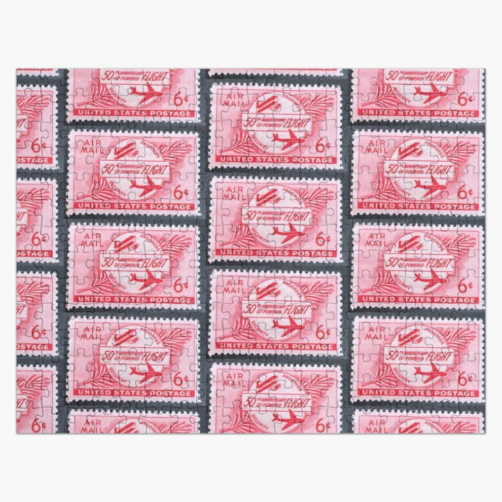 (50th Anniversary of Powered Flight USA Vintage Postage Stamp=9898) Jigsaw Puzzle Wooden 300-Piece for Adults Kids Seniors- Home Decor Family Activity-image-OPC-PGDJ2HS-NEW