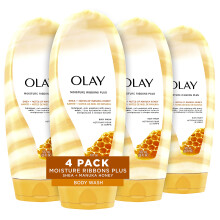 Body Wash by Olay Moisture Ribbons Plus Shea + Manuka Honey Body Wash 18 fl oz (Pack of 4)