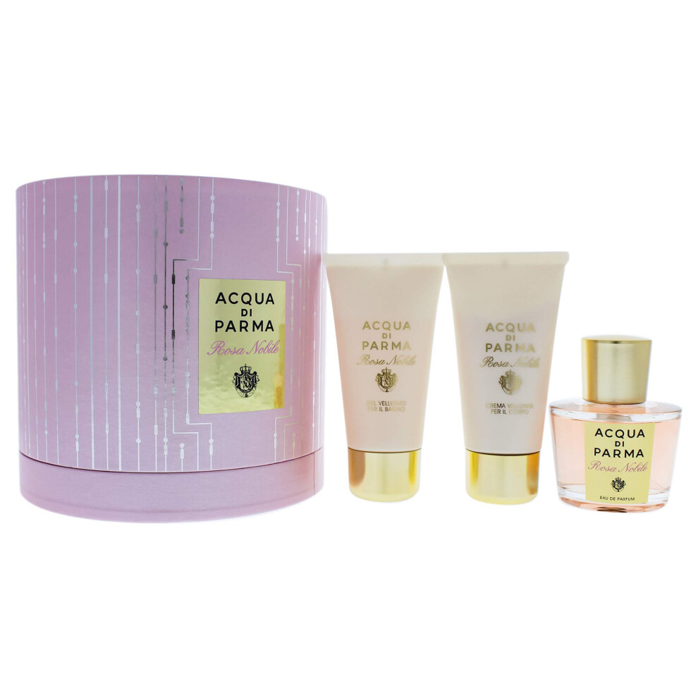 Acqua Di Parma Rosa Nobile 3 Piece Gift Set Eau De Parfum Spray  Shower Gel & Body Cream for Women