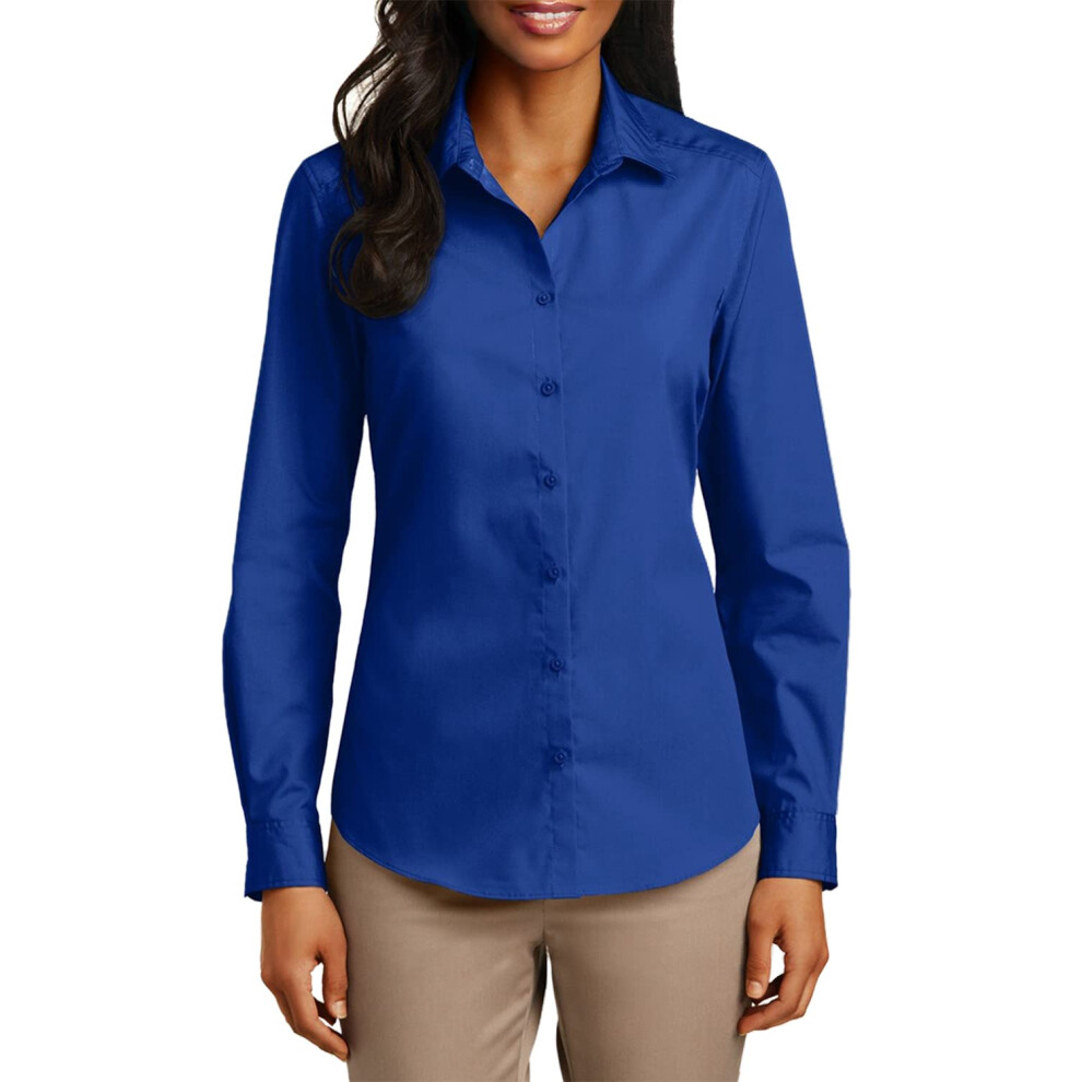 Chemise en popeline ? manches longues pour femme Port Authority, bleu royal, taille XXXL