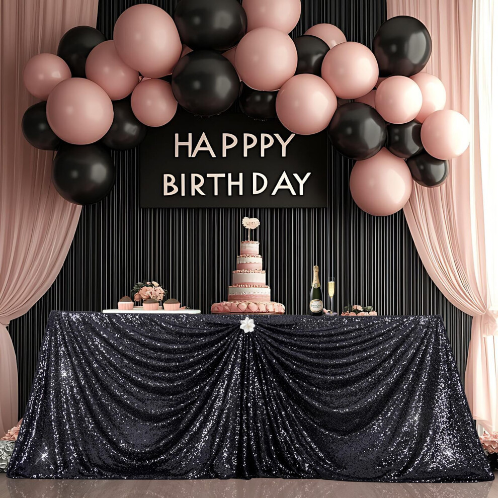 PartyDelight Nappe à paillettes rose fuchsia 90""x156"" Nappe rectangulaire scintillante Décorations de table de banquet de mariage à paillettes