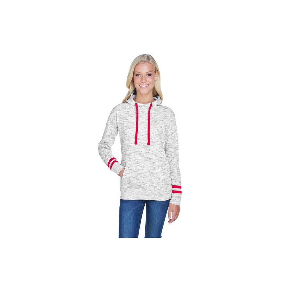Ladies Melange Scuba Neck Sweatshirt - WHITE BLAcK - S(D0102H76QJ2)