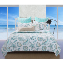 Greenland Home Fashions Barefoot Bungalow Cruz Coastal Quilt Set White 3-Piece Full/Queen
