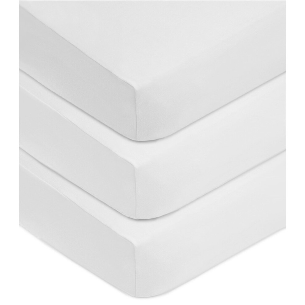 American Baby Compan American Baby Company 3 Pack Fitted Crib Sheets 28 X 52 Soft Breathable Neutral 100% Cotton Jersey Sheet White For Boys And Girls Fits Crib An