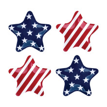 Supreme Housewares Patriotic Star -formade plattor uppsättning av 4 melaminsalladplattor Förrätt och dessertplattor för 4 juli Independent Day 8